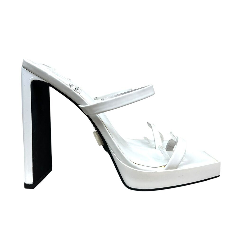 Jeffrey Campbell Womens Platform Sandals Heel Hustler Slip On White Size 9